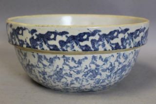 A 19th C Blue Spatterware Or Spongeware Mixing Bowl With Collar