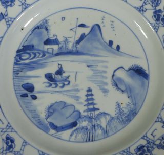 FINE ANTIQUE 18TH CENTURY CHINESE PORCELAIN HAND PAINTED BLUE & WHITE PLATE 3 2