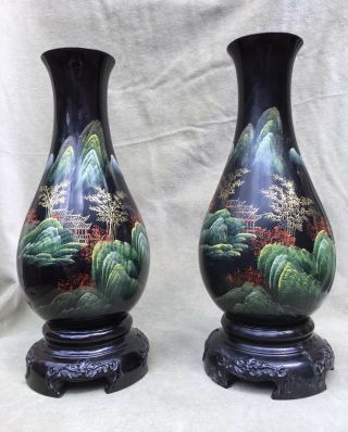 Chinese Foochow - Fuzhou Lacquer Vases