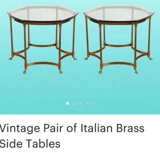 Vintage Labarge Style Hexagon Brass Coffee Table W Hoof Foot Hollywood Regency
