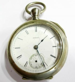 1885 - 18s Kwks - Aurora Pocket Watch - Runs (k5)