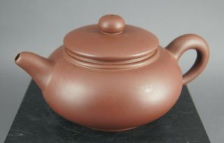 Fine Simple Chinese Yixing Teapot W/ Character Mark To Base,  Handle & Lid Nr