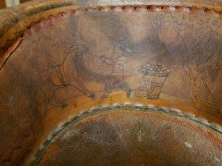 Antique Mexican Equipale Leather Child ' s Chair Hand Painted Rare Find 4