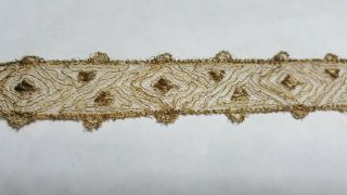 Antique Gold Metallic Lace With Dots Plus Gold Metallic Lace - 10 1/2 Yds