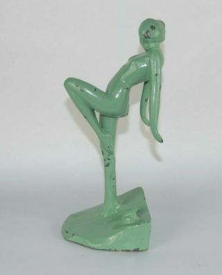 Frankart Nymph With Frog Bookend Art Deco Green Statue Figurine 10 " Tall