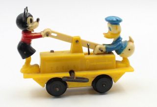 Vintage Louis Marx Mickey Mouse And Donald Duck Hand Car Wind Up Toy,  Nr,  5400