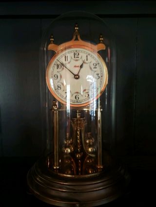 Vintage Kundo Anniversary Clock With Glass Dome - Made In West Germany -