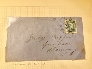 Csa 11,  Attractive Shade,  Cover To Judge Ruffin,  Weldon,  Nc,  17 Aug 1863 Cds