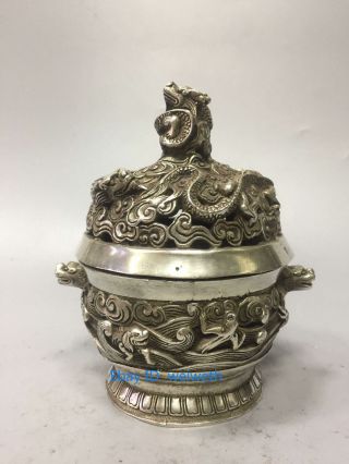 Chinese Tibet silver Dragon Incense Burner Made During The Da Ming Xuande 3