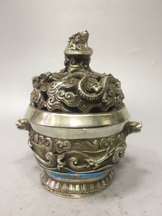 Chinese Tibet silver Dragon Incense Burner Made During The Da Ming Xuande 5