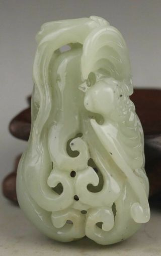Chinese Old Natural Hetian Jade Hand - Carved Dragon Pendant 2.  3 Inch