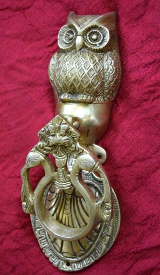 Owl Shape Front Door Knocker Golden Solid Brass Handmade Home Door Decor CJ140 5