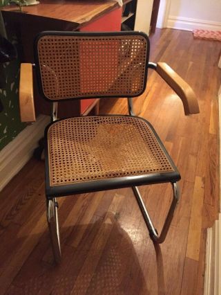 Cidue Vintage Marcel Breuer Cesca Chair Chrome Wicker Cane Italy
