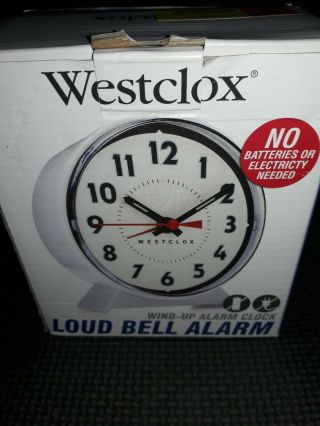 Westclox White Wind - Up Loud Bell Alarm Clock With Luminous Hands 15550