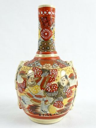 Antique Japanese Soft Paste Satsuma Vase With Morriage Meiji Period Japan 1910