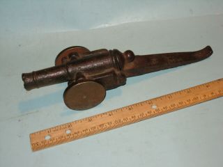 Antique 19th Century Home Guard Cast Iron Toy Firecracker Cannon,  Replaced Wheel