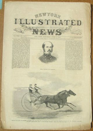York Illustrated News Civil War June 1863 Rebel General & Harness Racing.