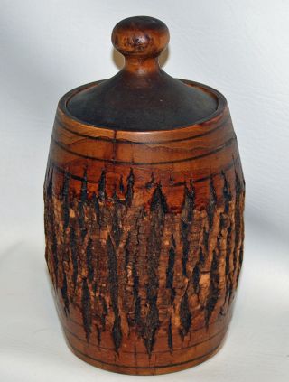 Vintage Adirondack Style Souvenir Wood Box Container Jar Pine Rustic Cabin