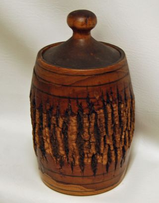 Vintage Adirondack Style Souvenir Wood Box Container Jar Pine Rustic Cabin 3