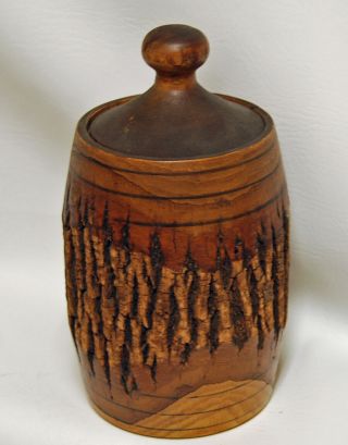 Vintage Adirondack Style Souvenir Wood Box Container Jar Pine Rustic Cabin 4