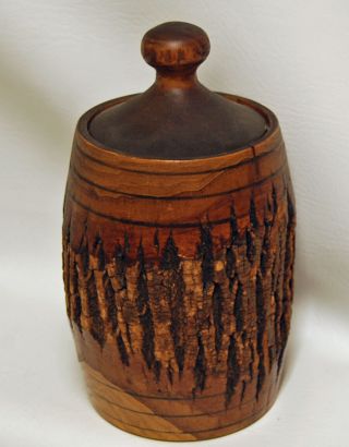 Vintage Adirondack Style Souvenir Wood Box Container Jar Pine Rustic Cabin 5