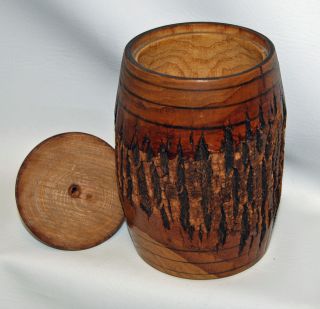 Vintage Adirondack Style Souvenir Wood Box Container Jar Pine Rustic Cabin 6