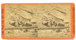 Stereoview Photograph E.  T.  Anthony Civil War Views Dead Rebel Ft Damnation 28