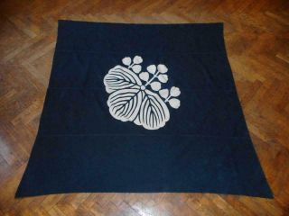 Antique Japan Top High Aged Cotton Indigo Textile Furoshiki Tsutsugaki Design