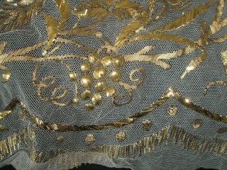 ANTIQUE GOLD METALLIC EMBROIDERED NET POSSIBLY REGENCY - ENGLISH 1820 1850 3