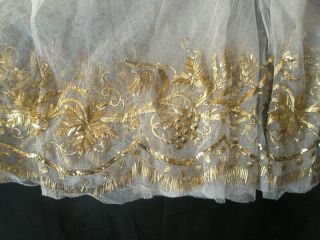 ANTIQUE GOLD METALLIC EMBROIDERED NET POSSIBLY REGENCY - ENGLISH 1820 1850 7