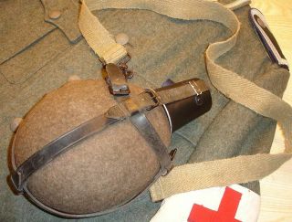 Ww2 German Canteen Labeflasche 1941 Medic Web Carrying Strap Afrikakorps,  Scarce