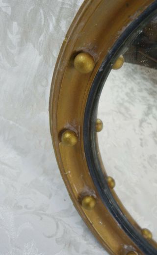 Antique Convex Federal Bullseye Gold Gilt Ball Round Circular Mirror 18.  75 
