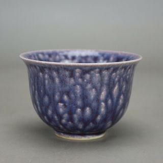 Chinese Old Hand - Carved Porcelain Blue Glaze Kung Fu Tea Cups Wine Glass B02
