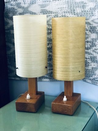Mid Century Modern Lamps With Spun Fibreglass Lampshades 1950 - 1970s