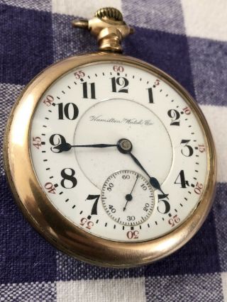 Hamilton 940 Railroad Pocket Watch Runs C1905 Antique Gold Filled Case