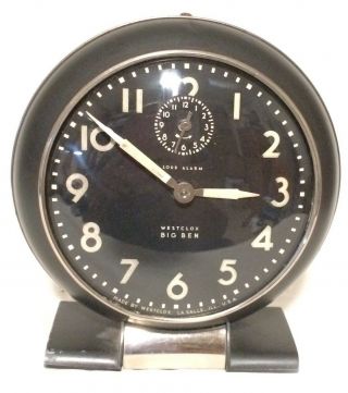 Vintage Black 1938 Westclox Big Ben Loud Alarm Clock W/luminous Face
