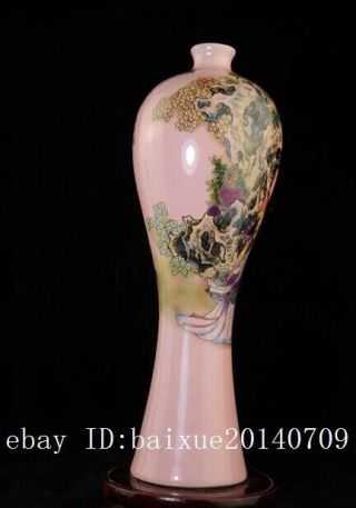 CHINESE OLD HAND MADE FAMILLE ROSE PORCELAIN HAND - PAINTED TWO WOMAN VASE C02 4