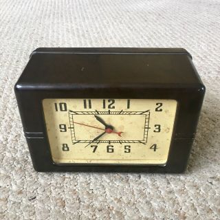 Vintage 1930s Lackner Brown Bakelite Clock - Made In Usa - Not