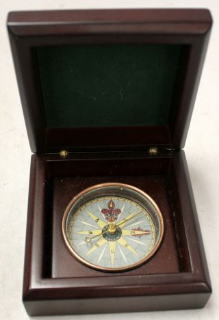 Vintage S.  Emery Salem Compass In Wooden Box - E37