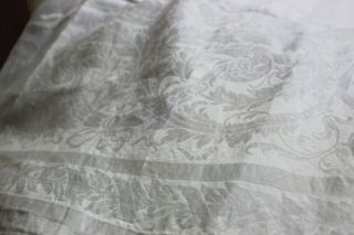 Irish Handwoven Linen Damask Unfinished Antique Vintage Tablecloth Wedding 104