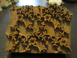 Vintage Wood Hand Carved Traditional Textile Floral Printing Block / Stamp