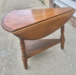 Vintage Conant Ball Drop Leaf Corner Side Table Solid Maple