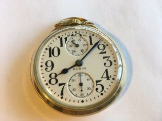 Antique Vintage Pocket Watch Elgin 21 Jewel 16size Father Time Up/down Indicator