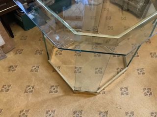 Vintage 70s / 80s Italian Brass bound Heavy Glass Coffee Table with Glass Top 7
