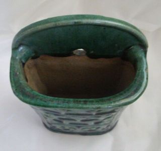 Antique Chinese Green Ceramic / Pottery Chopstick Holder / Wall Pocket Vase 2