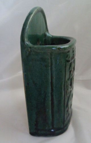 Antique Chinese Green Ceramic / Pottery Chopstick Holder / Wall Pocket Vase 3