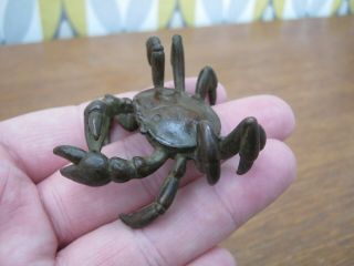Fabulous Lost Wax Cast Bronze Okimono Of Japanese Fighting Crab Meiji Style