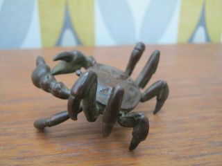 Fabulous Lost Wax Cast Bronze Okimono Of Japanese Fighting Crab Meiji Style 3