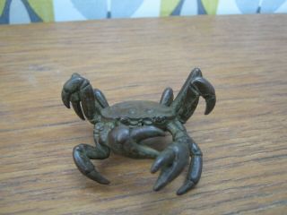 Fabulous Lost Wax Cast Bronze Okimono Of Japanese Fighting Crab Meiji Style 4