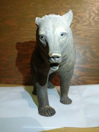 Antique,  Swiss Black forest hand carved Grizzly Bear walking No.  ll 2